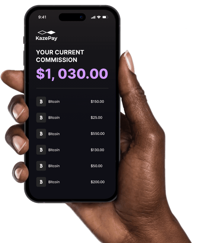 kazepay friends referral screen with hand