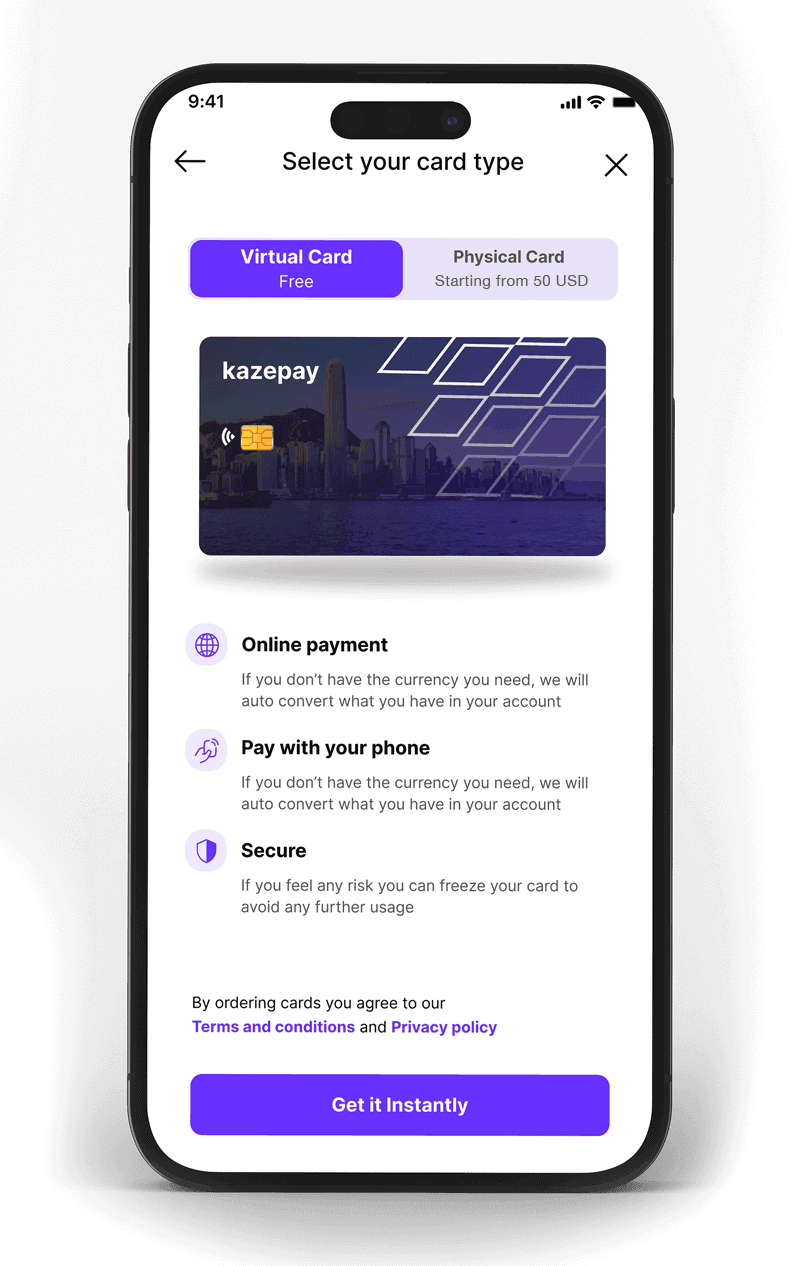 kazepay app card